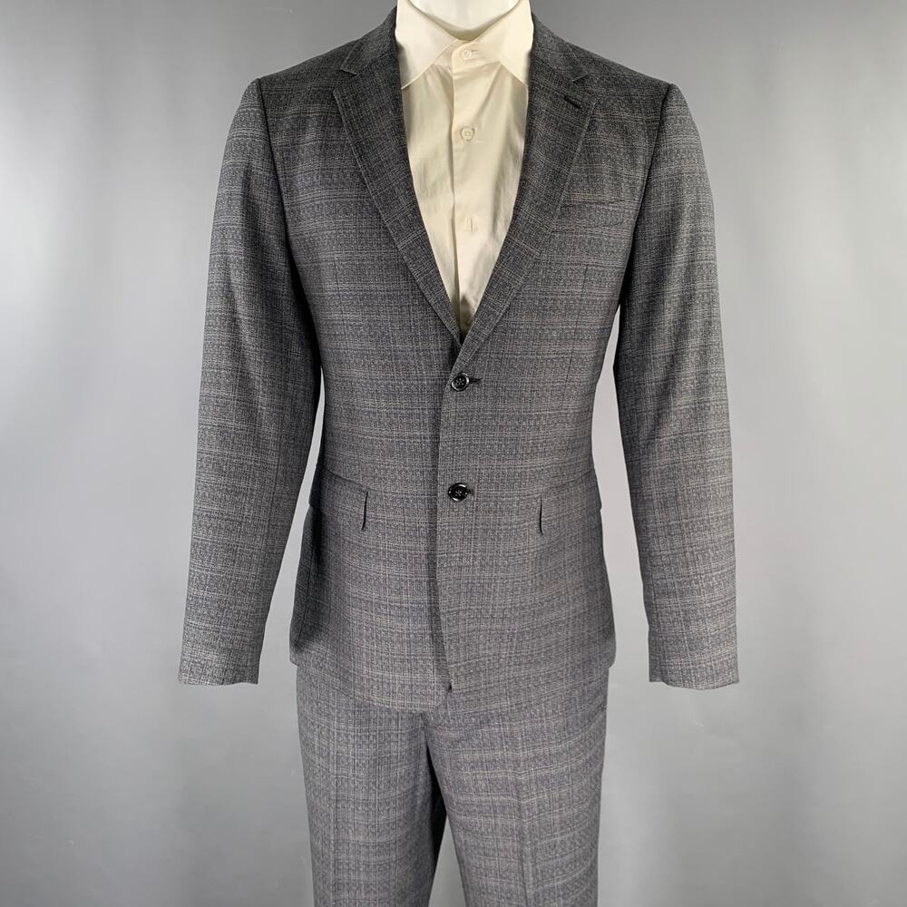 THEORY Size 40 Grey Navy Heather Wool Notch Lapel Suit